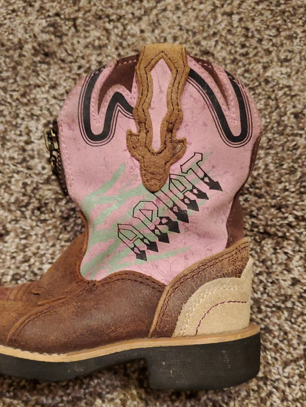 Girls Ariat Zip Up Cowgirl Boots Sz 8